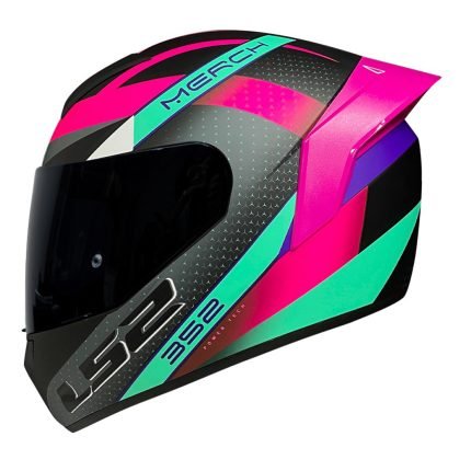 CASCO PARA MOTO LS2 NS352 MERCH NEGRO MATE/ROSA – SPOILER ROSA
